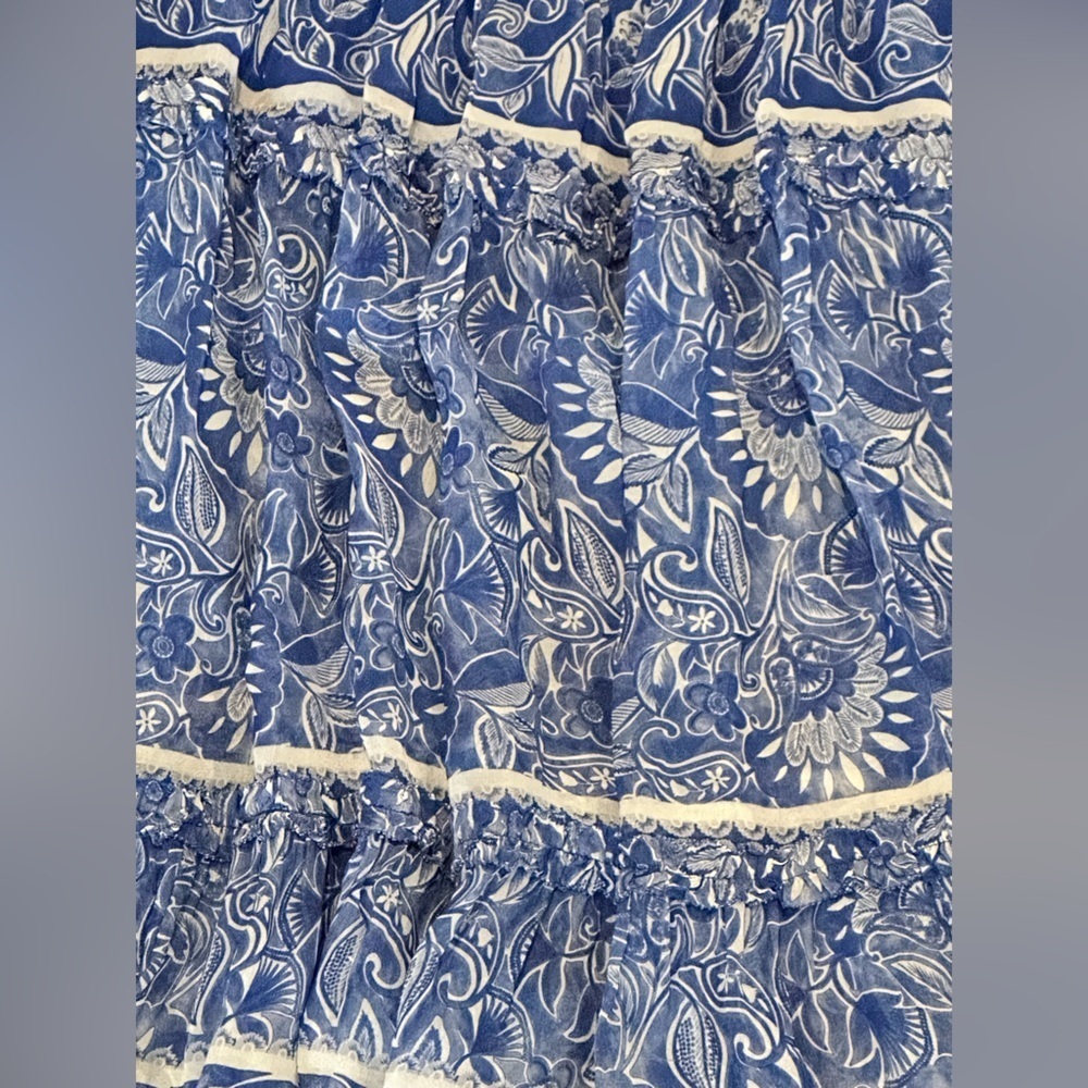 NWOT Anthropologie Love the Label Blue and White Raquel Skirt in Arabesque XS - Picture 4 of 9